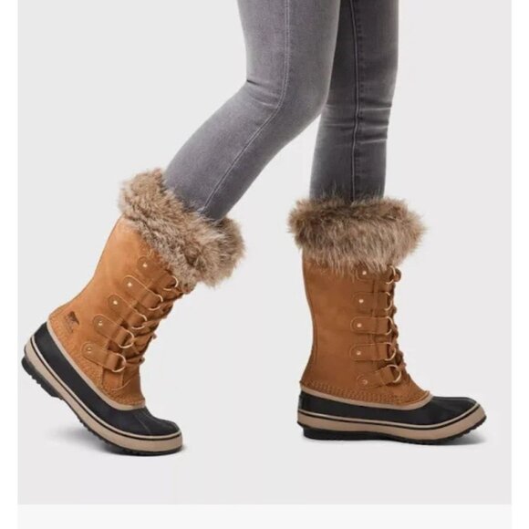 Sorel Joan of Arctic Women's Boot Size 11 Tan/Black Waterproof Faux Fur Warm - Picture 1 of 16